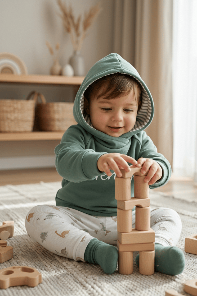 Personalisierter Kinder Hoodie mit Namen in Wunschfarbe, handgemacht aus weichem Sweat bequemer Kapuzenpullover für Babys & Kinder, Gr. 50-140.