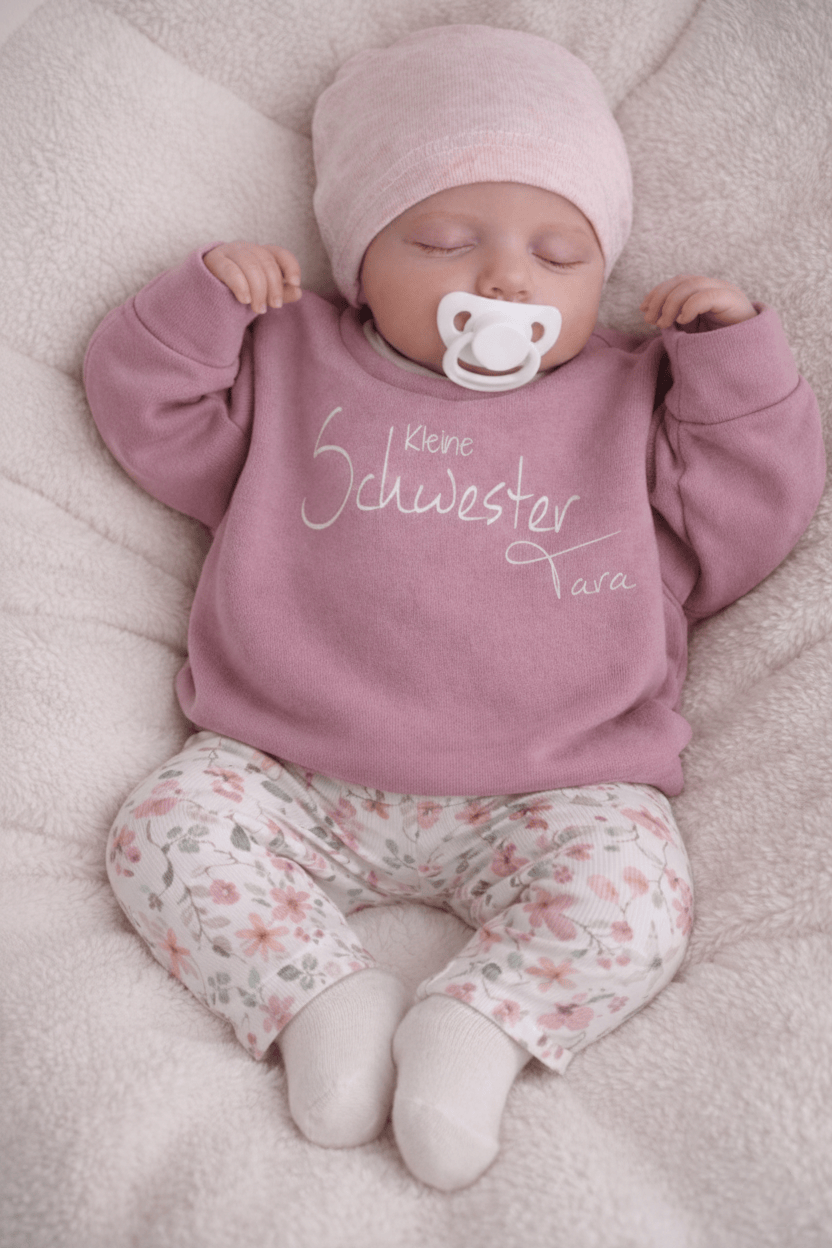 Personalisierter Geschwister-Pullover für den Partnerlook, handgefertigt in Bayern, weicher Sweat-Stoff mit Wunschnamen, Gr. 50-146.