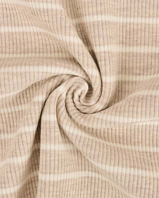 Rib Jersey Beige mit Streifen