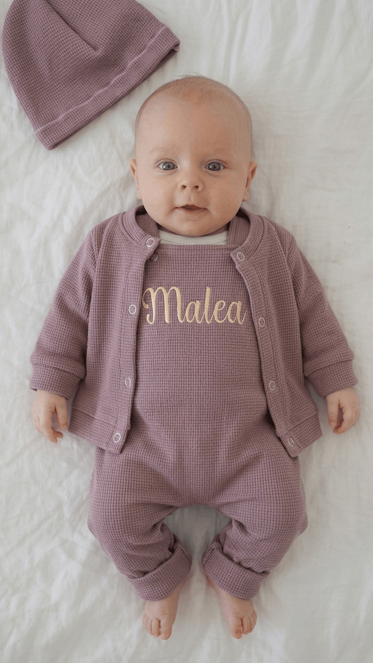 In Deutschland handgemachtes set für Babys und Kinder, personalisierbar. 