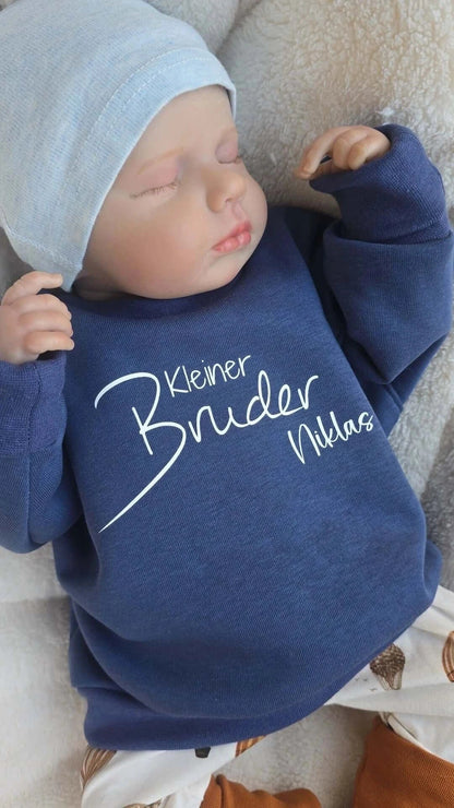 In Deutschland gefertigter Baby und Kinderpullover für Große und kleine Brüder. 
