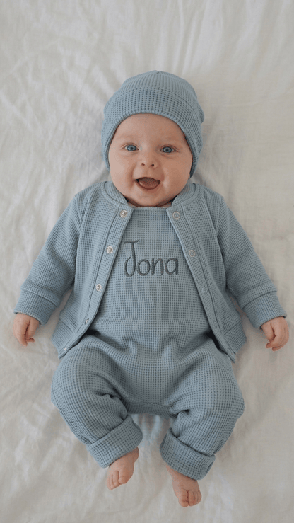 Babygeschenk zur Geburt personalisiert Set Meergrün – 3-teilig handgemacht Bayern · Talu Kids