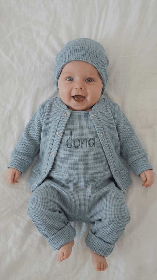 Set bébé personnalisé vert mer | 3 pièces | Taille 44-86