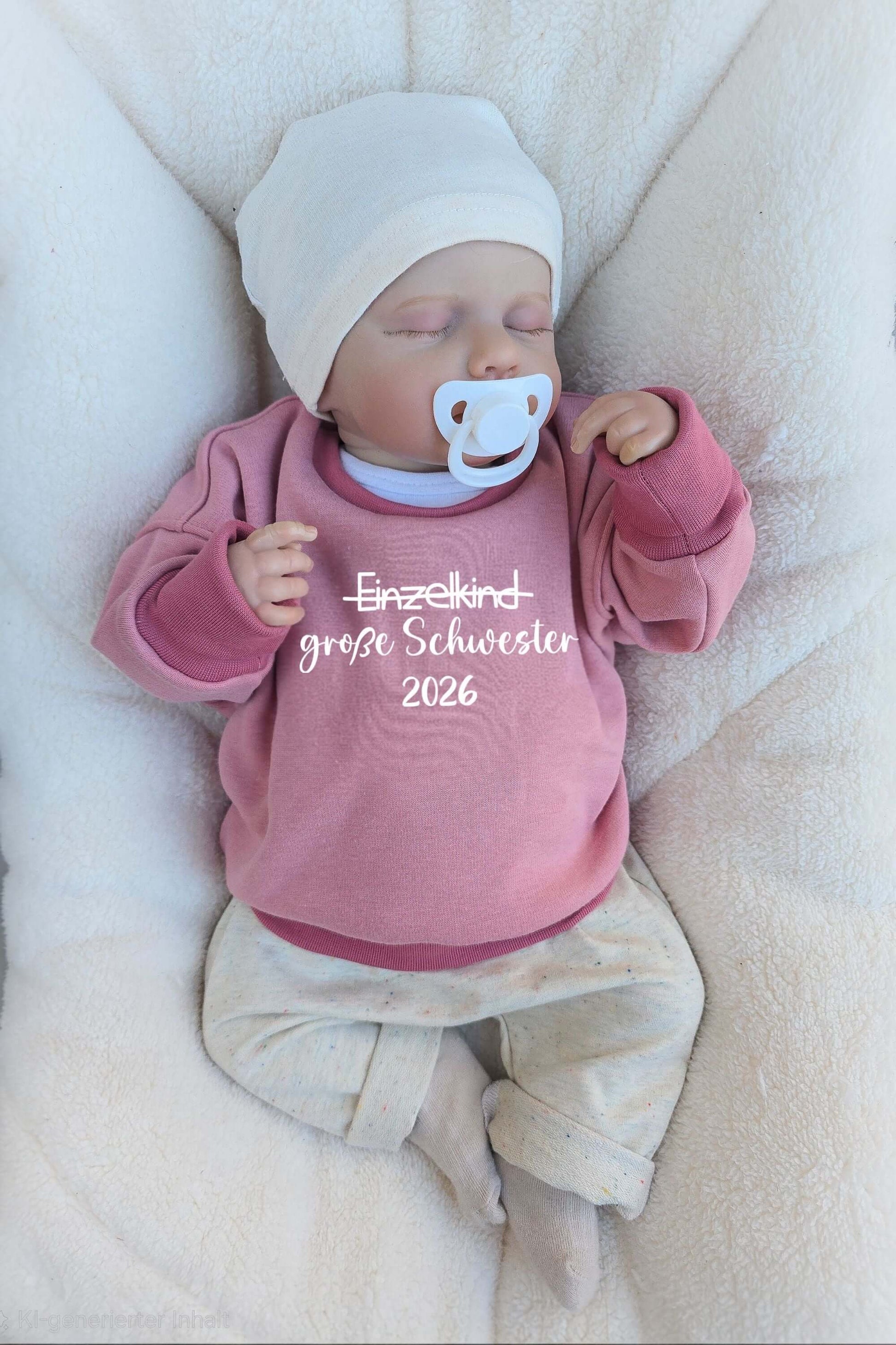 In Deutschland handgefertigter Pullover grosse Schwester, für Babys, Kleinkinder und Kinder. Ab Größe 50 bis Größe M, in vielen verschiedenen Farben erhältlich.