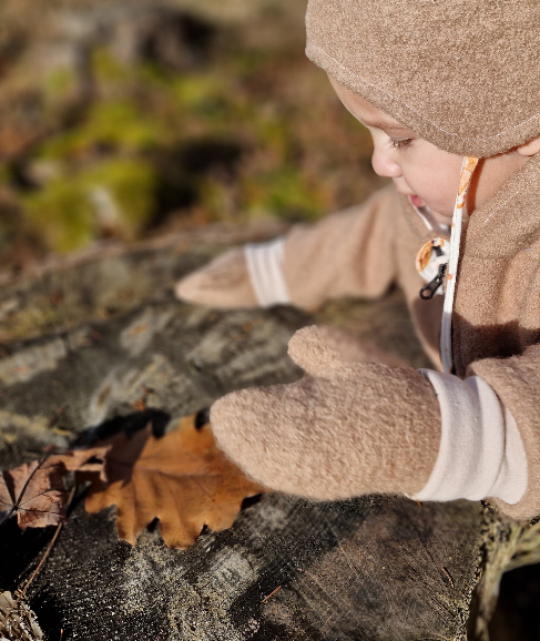 Wollwalk Handschuhe für Baby – Walkhandschuhe aus Walkloden, innen Jersey, Farbe