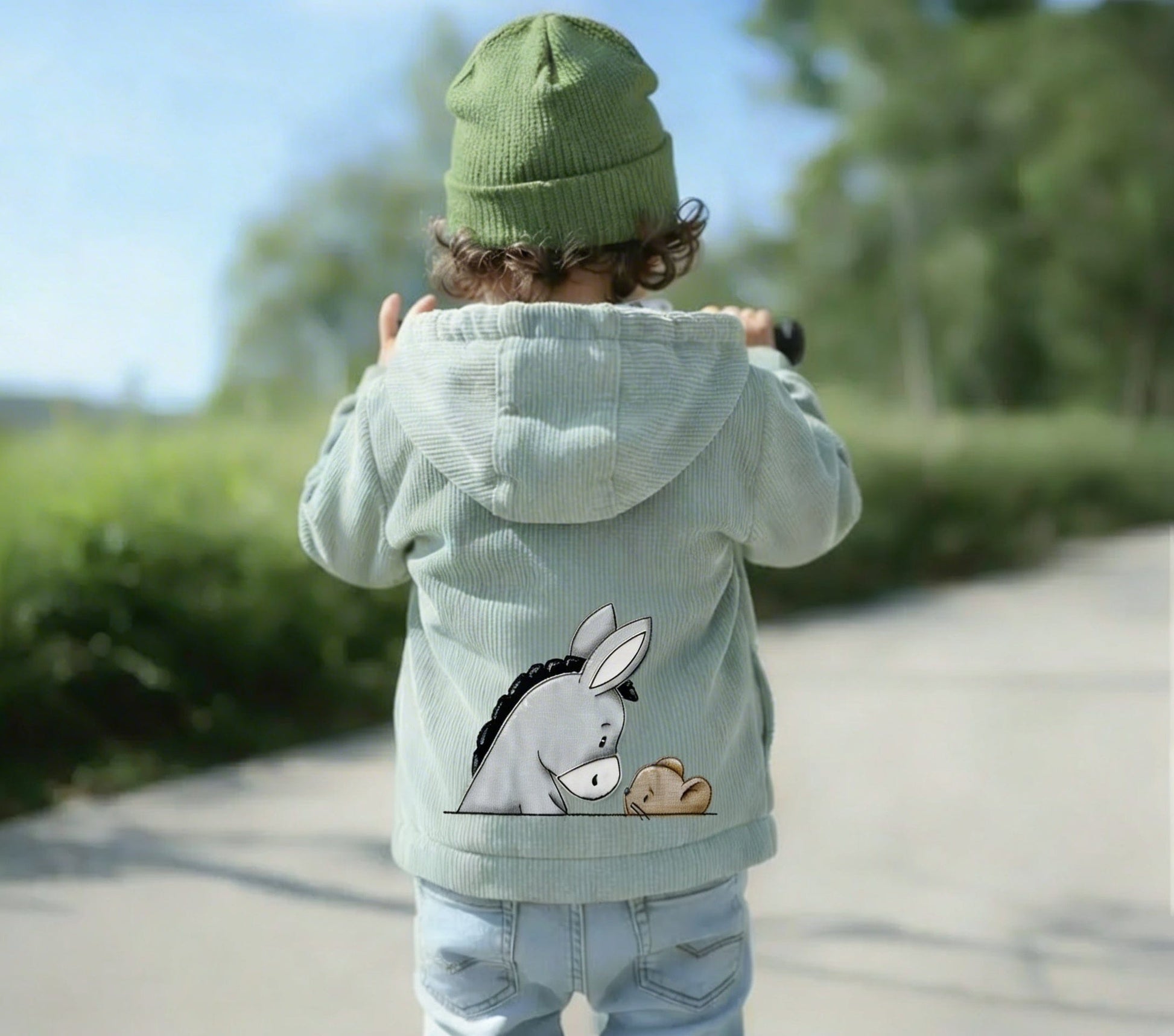 Handgemachte Kinder Übergangsjacke mit Applikation | Cord | Gr. 92-146. in Deutschland angefertigt