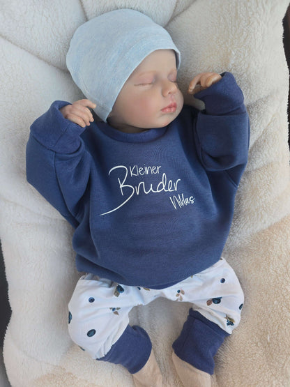 In Deutschland gefertigter Baby und Kinderpullover für Große und kleine Brüder. 