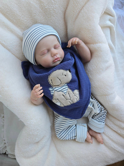 3-teiliges Baby Set aus Ripp-Jersey & Musselin mit Leggings, Mütze & Halstuch