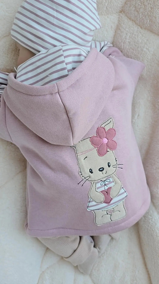 Sweatjacke für Kinder mit Kapuze und individueller Applikation