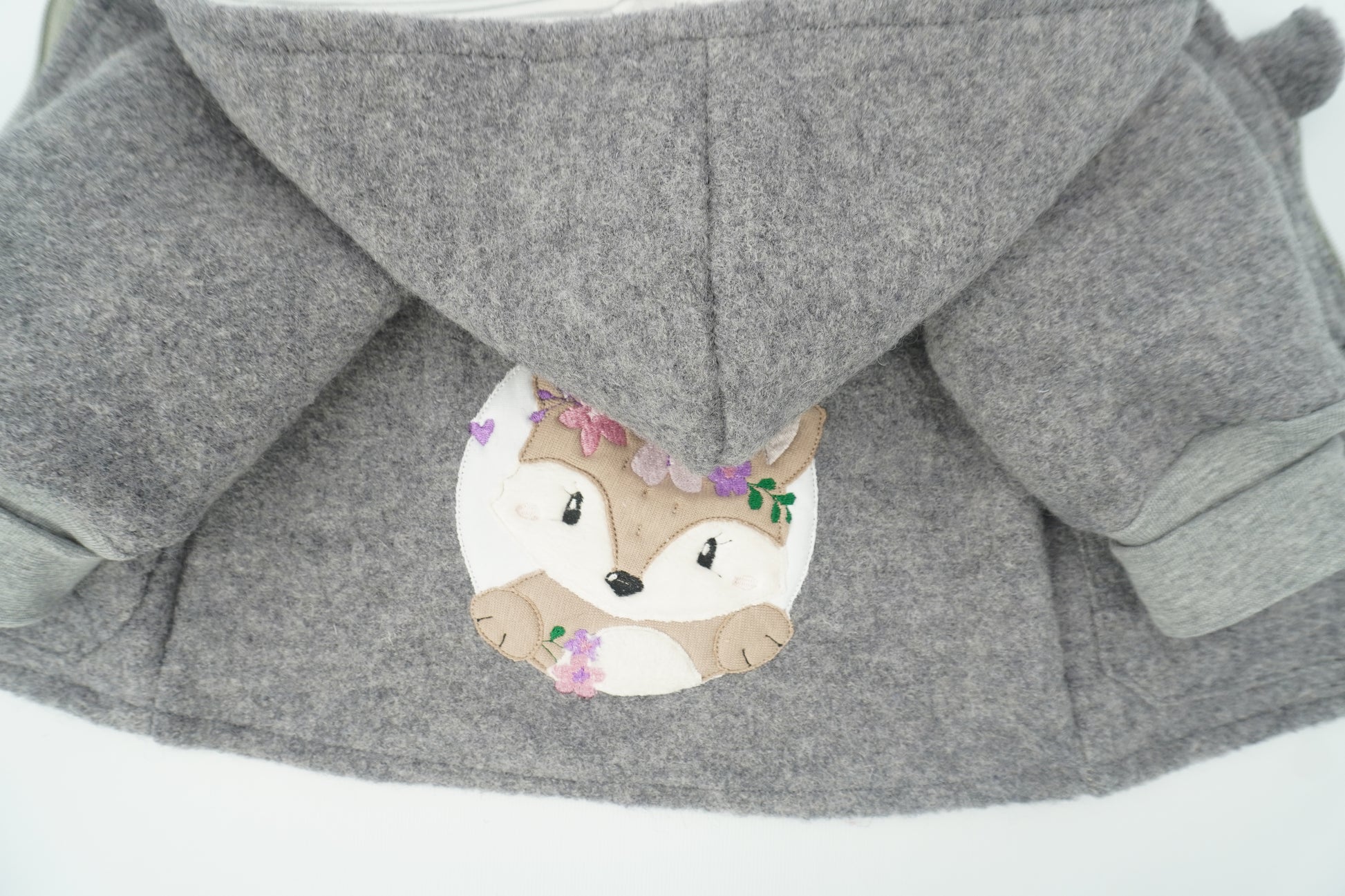 Kinder Wollwalk Jacke Mädchen in Grau mit Taschen und Reißverschluss