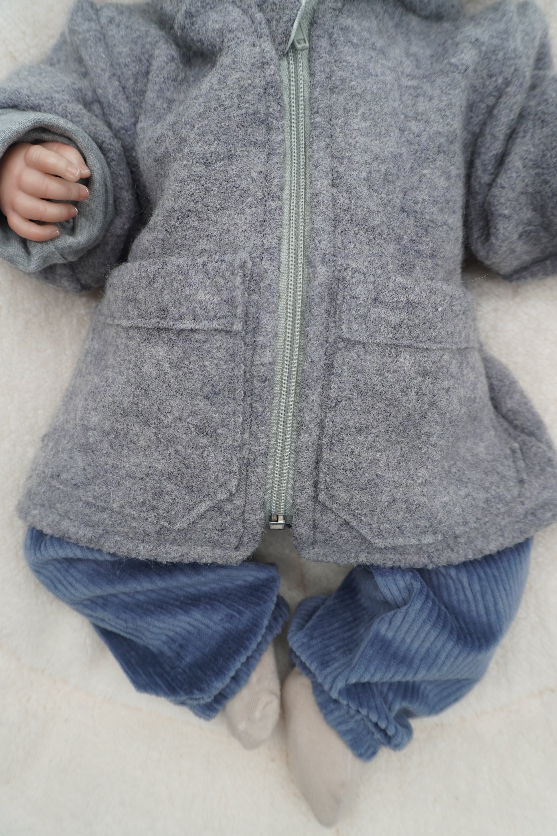 Walkjacke für Mädchen mit Blumen-Jersey gefüttert – handgemacht