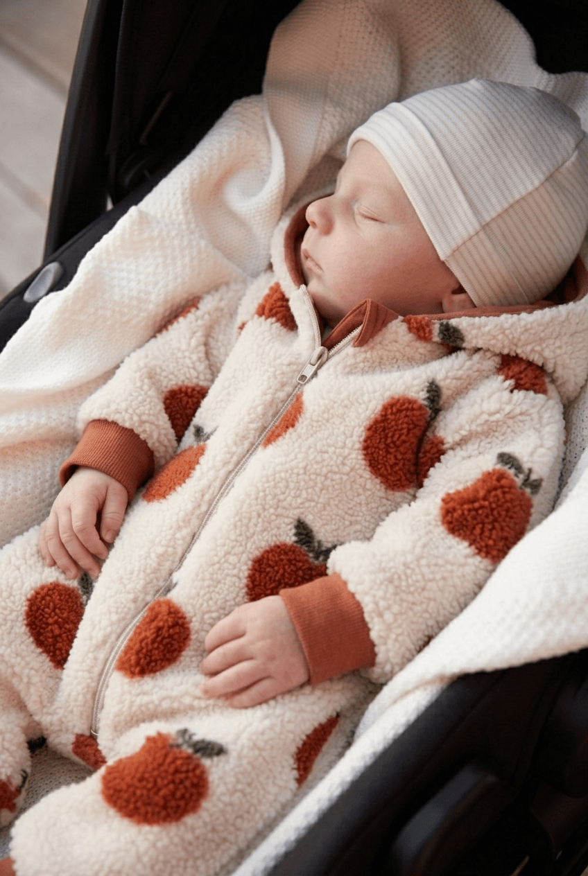 in Deutschland angefertigter Babyoverall aus Teddyfleece