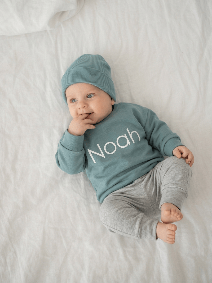 Pullover mit Namen Baby personalisiert – handgemacht aus Bayern Gr. 50-98 · Talu Kids
