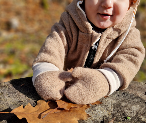 Walkhandschuhe Baby & Kind – Detail Bündchen/Innenfutter Jersey-Motivstoff