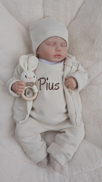 Individuell bestickbares Strampler Set | Waffelstrick