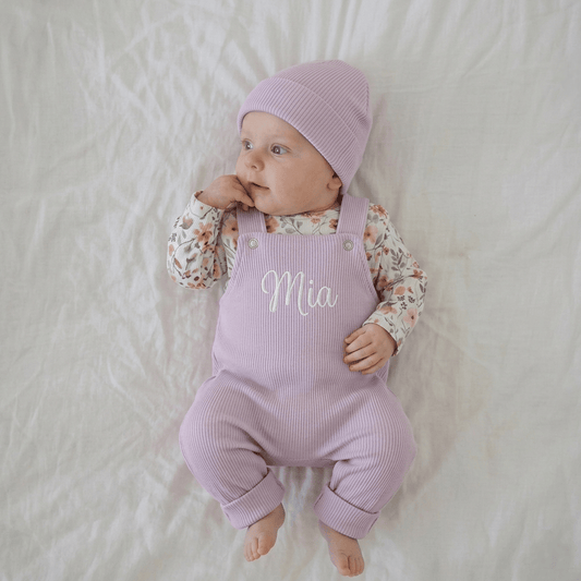 Baby Set mit Namen Helles Flieder | 3 tlg. | Gr. 44-92