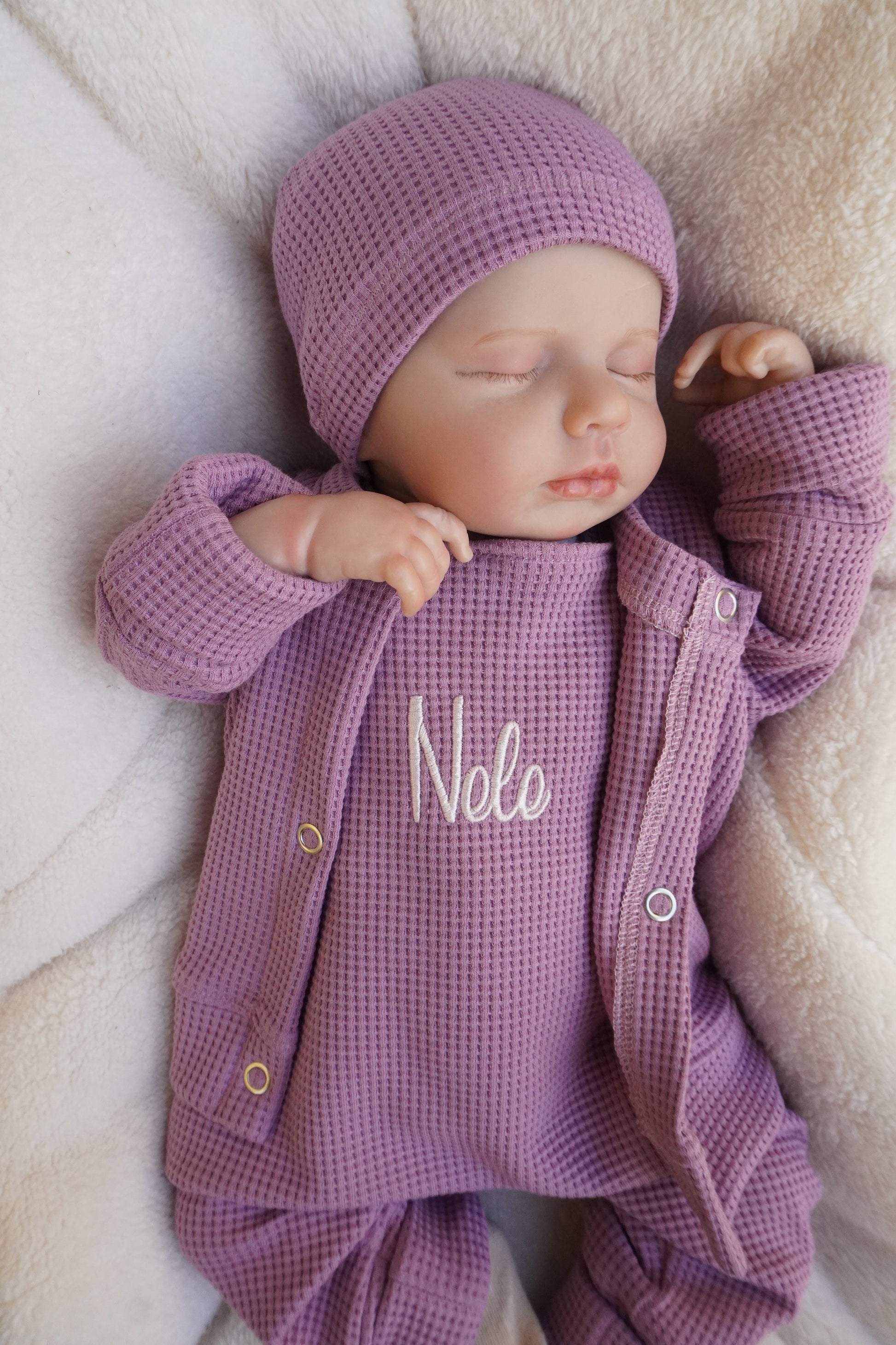 Individuell bestickbares Baby-Set 3 tlg.| Waffelstrick - Myawi-Kids