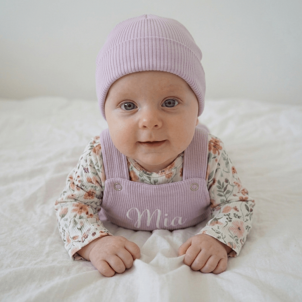 Baby Set mit Namen Helles Flieder | 3 tlg. | Gr. 44-92