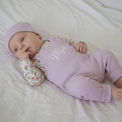 Baby Set mit Namen Helles Flieder | 3 tlg. | Gr. 44-92