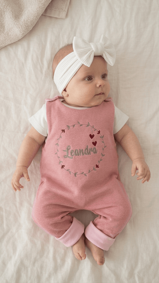 Grenouillère bébé personnalisée rose | Molleton | Taille 44-98