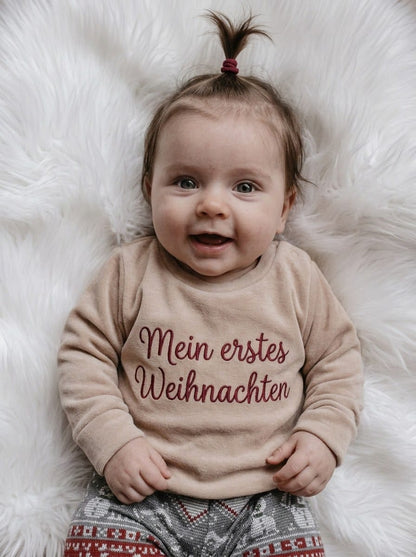 Weihnachtspullover Kinder & Baby bestickt | Mein erstes Weihnachten | Gr. 56-98