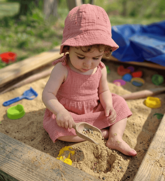 Musselin Kleid Mädchen Altrose – handgemacht aus Bayern · Talu Kids