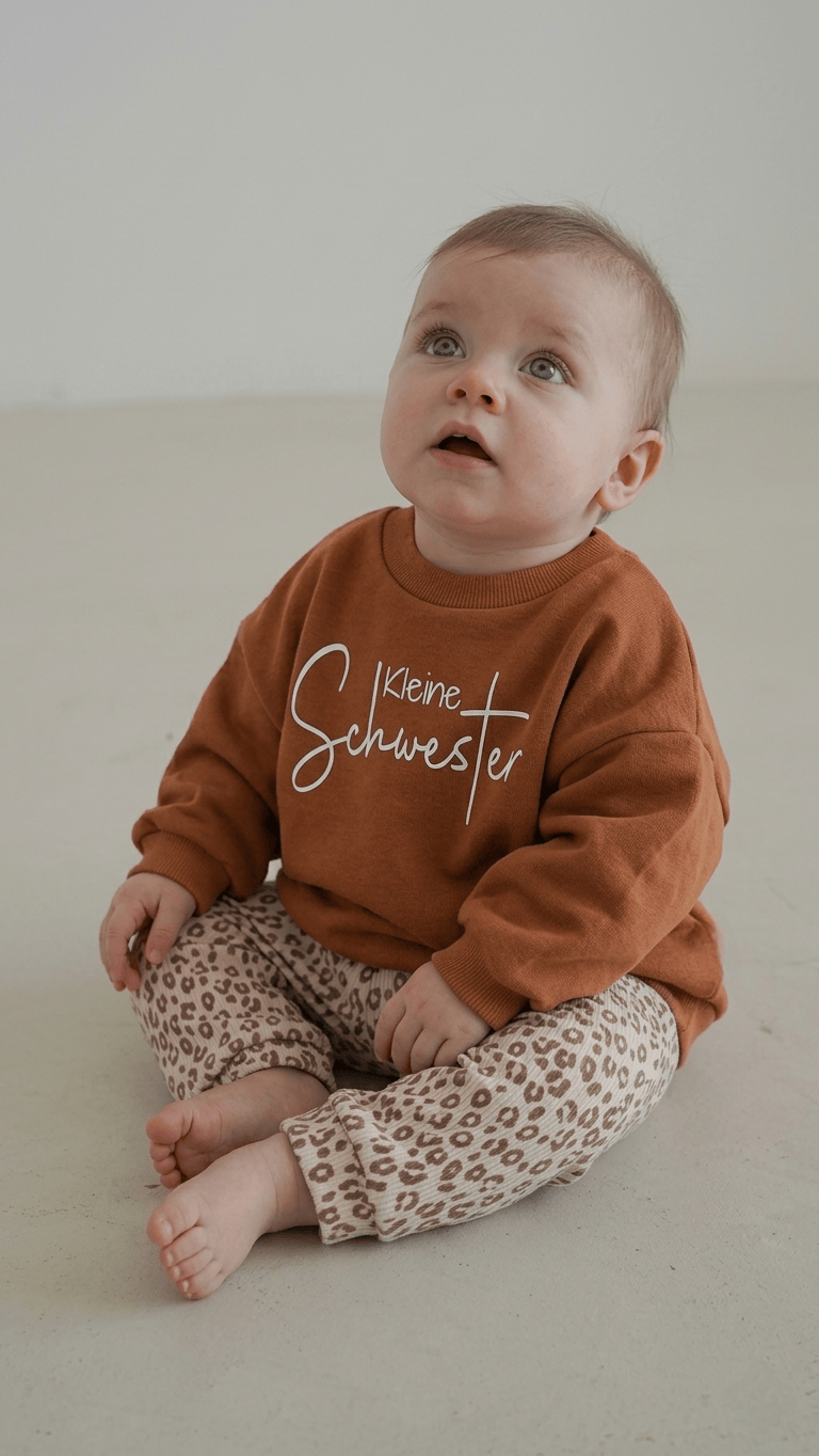 Baby Pullover Leo Print personalisierbar – Sweat handgemacht aus Bayern · Talu Kids