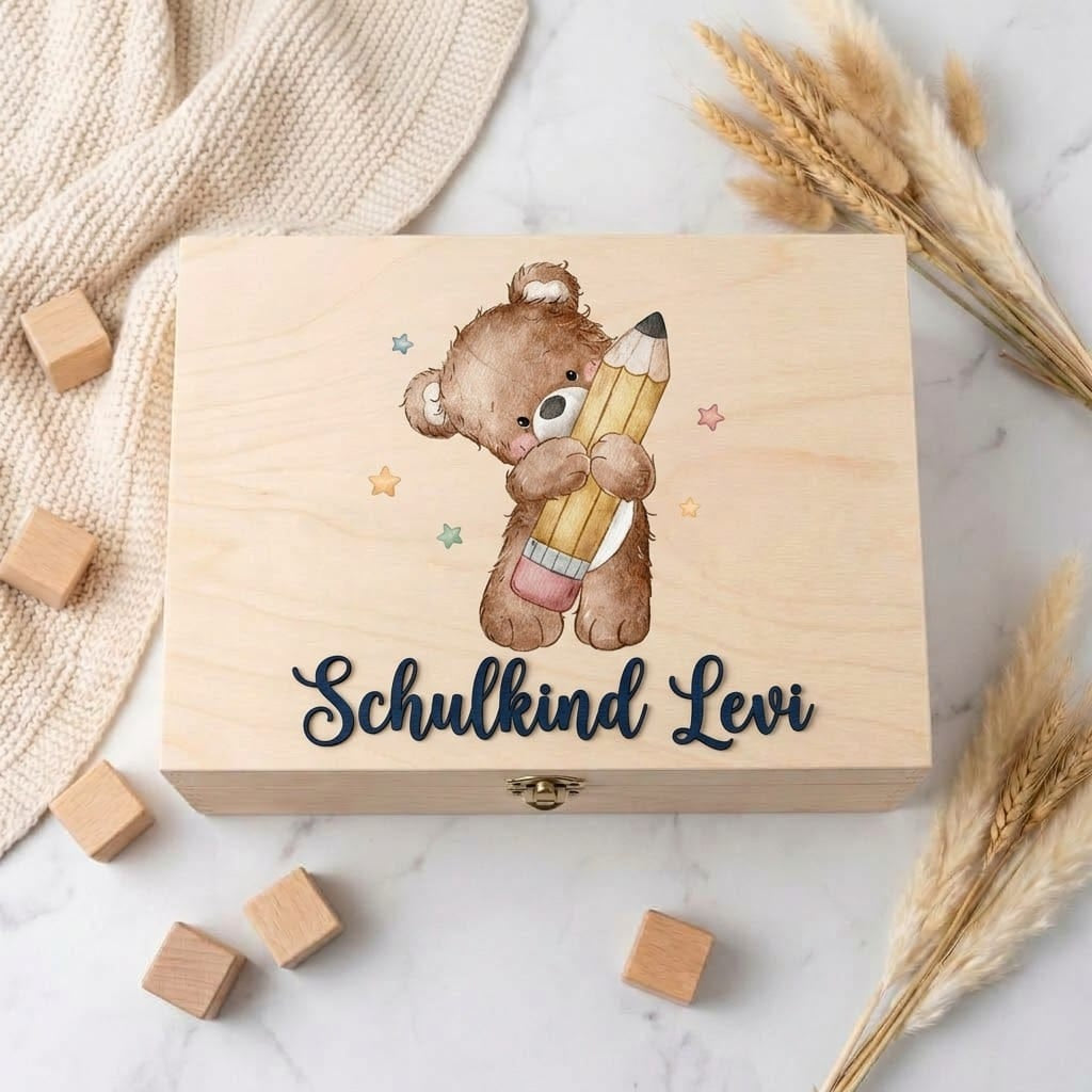 Verpackung für Geschenk zur Einschulung, individuell personalisierbar