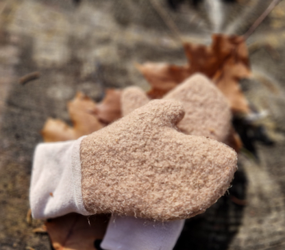 Kinder Wollwalk Fäustlinge – optional mit Anti-Verlier-Kordel, handgemacht in Deutschland