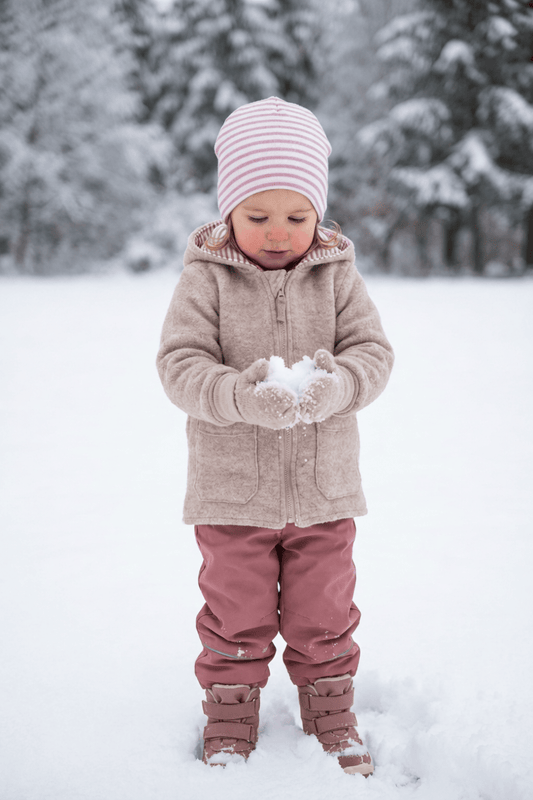 Veste bébé et enfant | Laine bouillie | avec poches plaquées et application | Tailles 56-146