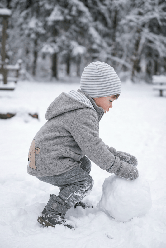 Veste bébé et enfant | Laine bouillie | avec poches plaquées et application | Tailles 56-146