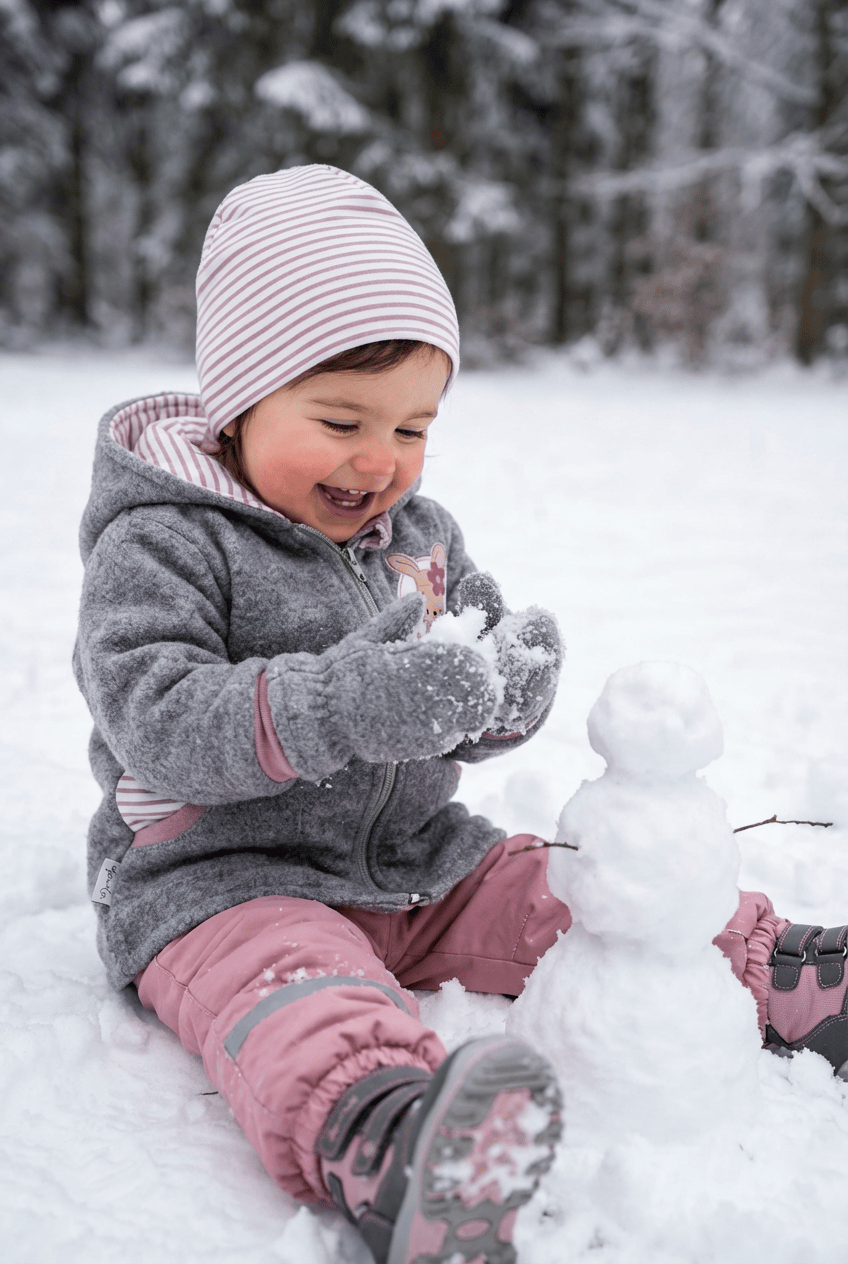 Veste bébé et enfant | Laine bouillie | avec poches demi-lune et application | Tailles 56-146