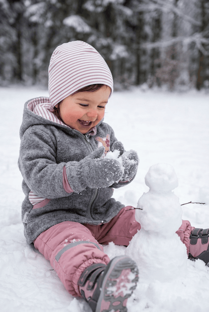 Veste bébé et enfant | Laine bouillie | avec poches demi-lune et application | Tailles 56-146
